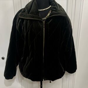 Talbots Dark Green Quilted Velour Jacket